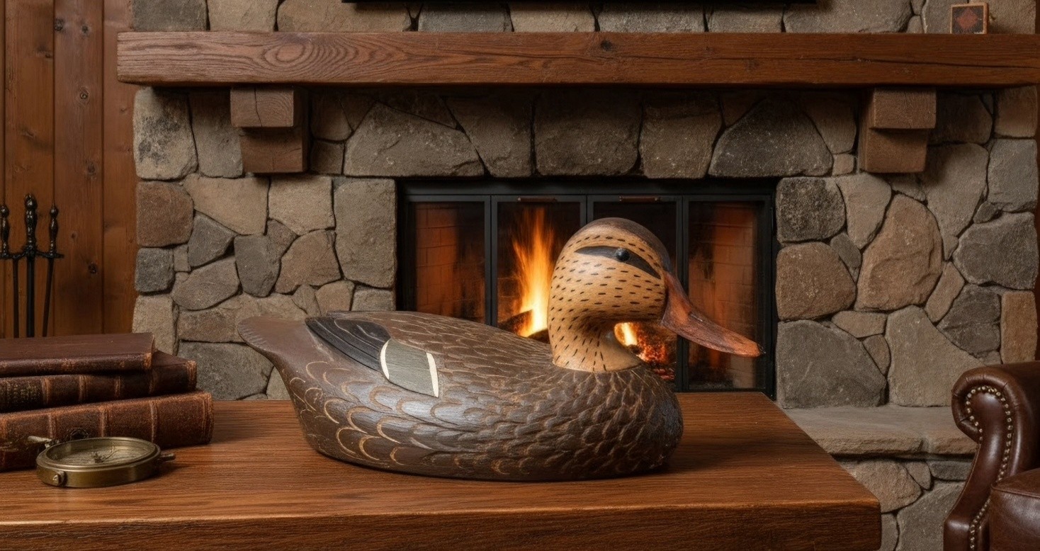 Vtg Rustic Mastercarver Handcarved Female HEN Mallard Duck Decoy Primitive Lodge