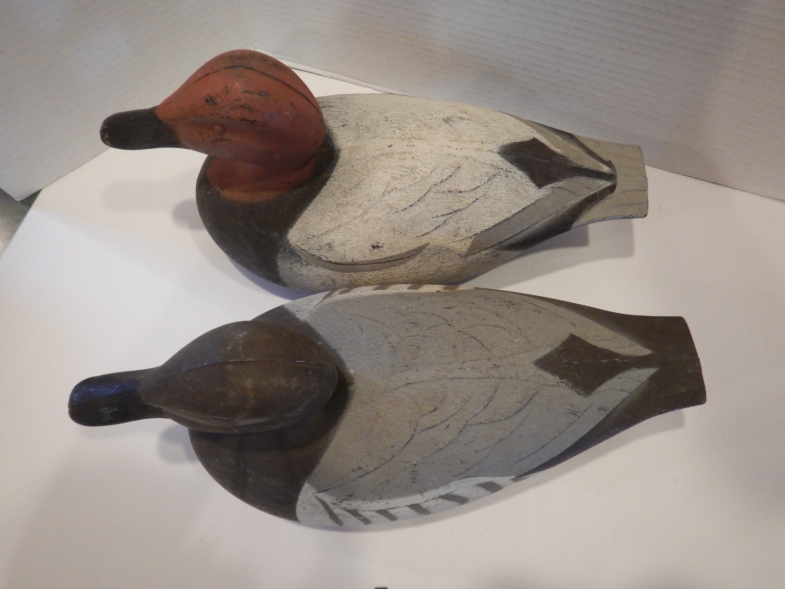 Vtg 1967 Victor D-9 Canvasback Drake & Hen Duck Decoy Woodstream USA (L8)