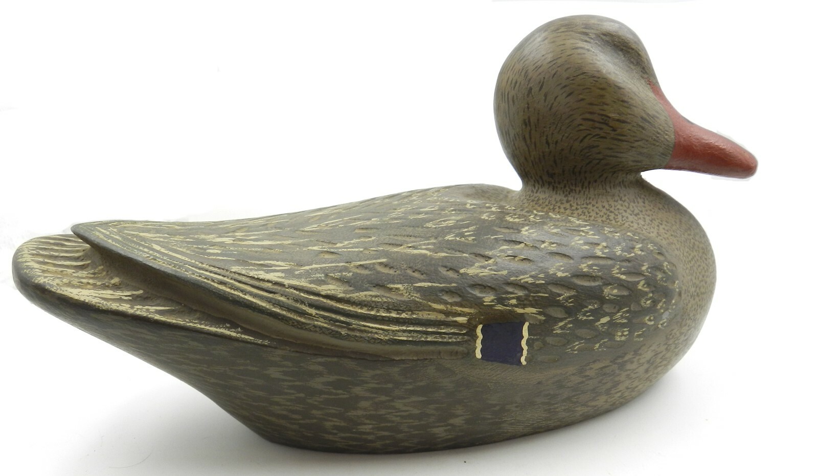 Unsigned Hen Mallard Duck Decoy, Carved Wood, 13″