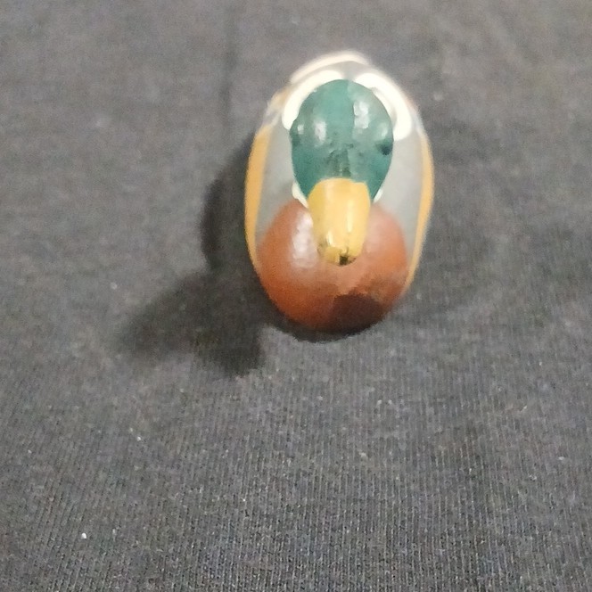 Vintage Hand-Painted Cast Iron Mallard Duck Solid Body Figurine