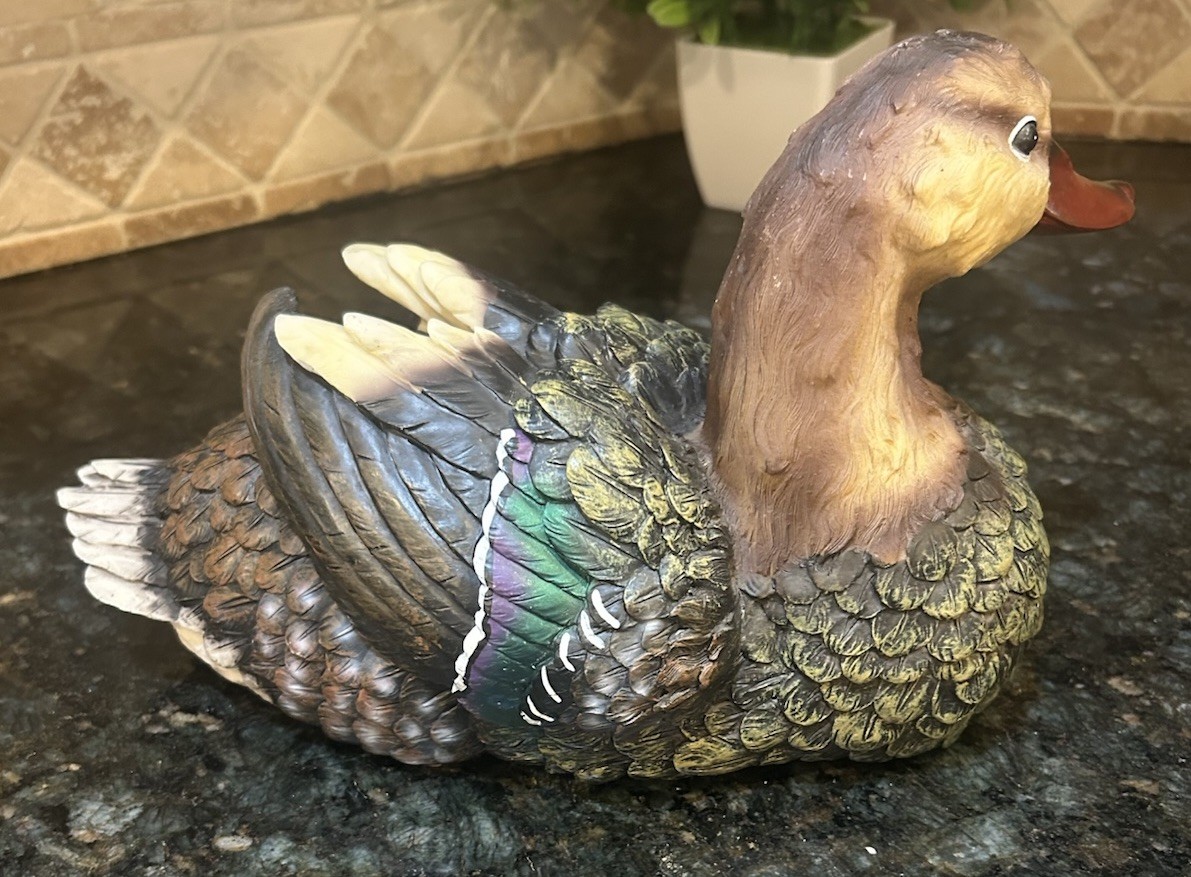 Vintage Resin Mallard Duck Decoy Figurine Decor Accent