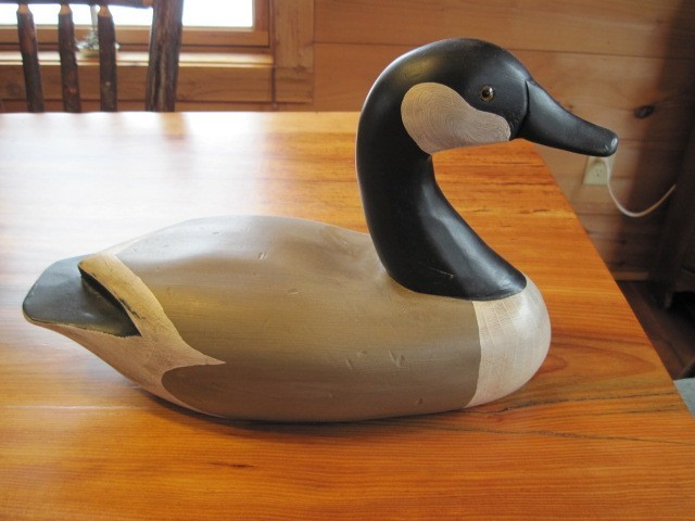 Vintage Signed G. Lowenthal Hand Carved Canadian Goose Decoy w/ Glass Eyes
