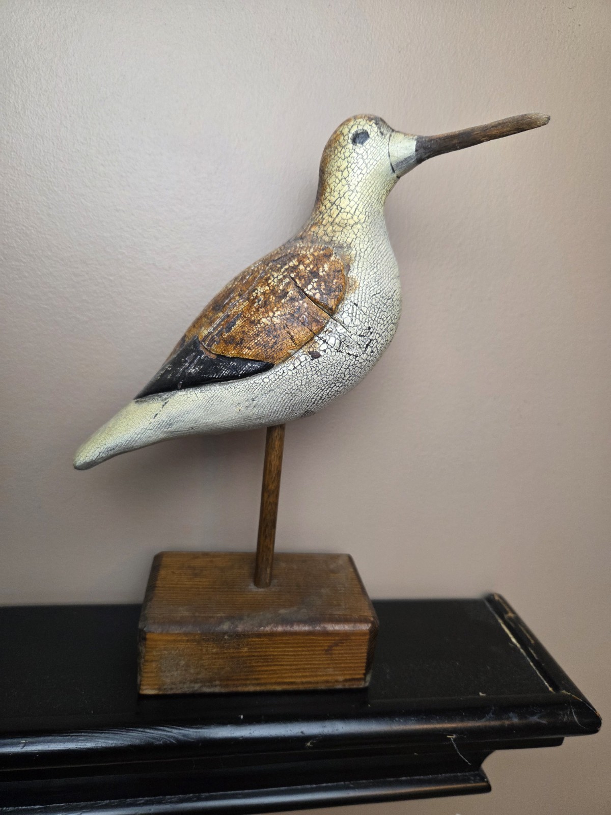 Vintage Thomas Langan 1 Carved Wood Bird Duck Decoy 9.5 inches tall