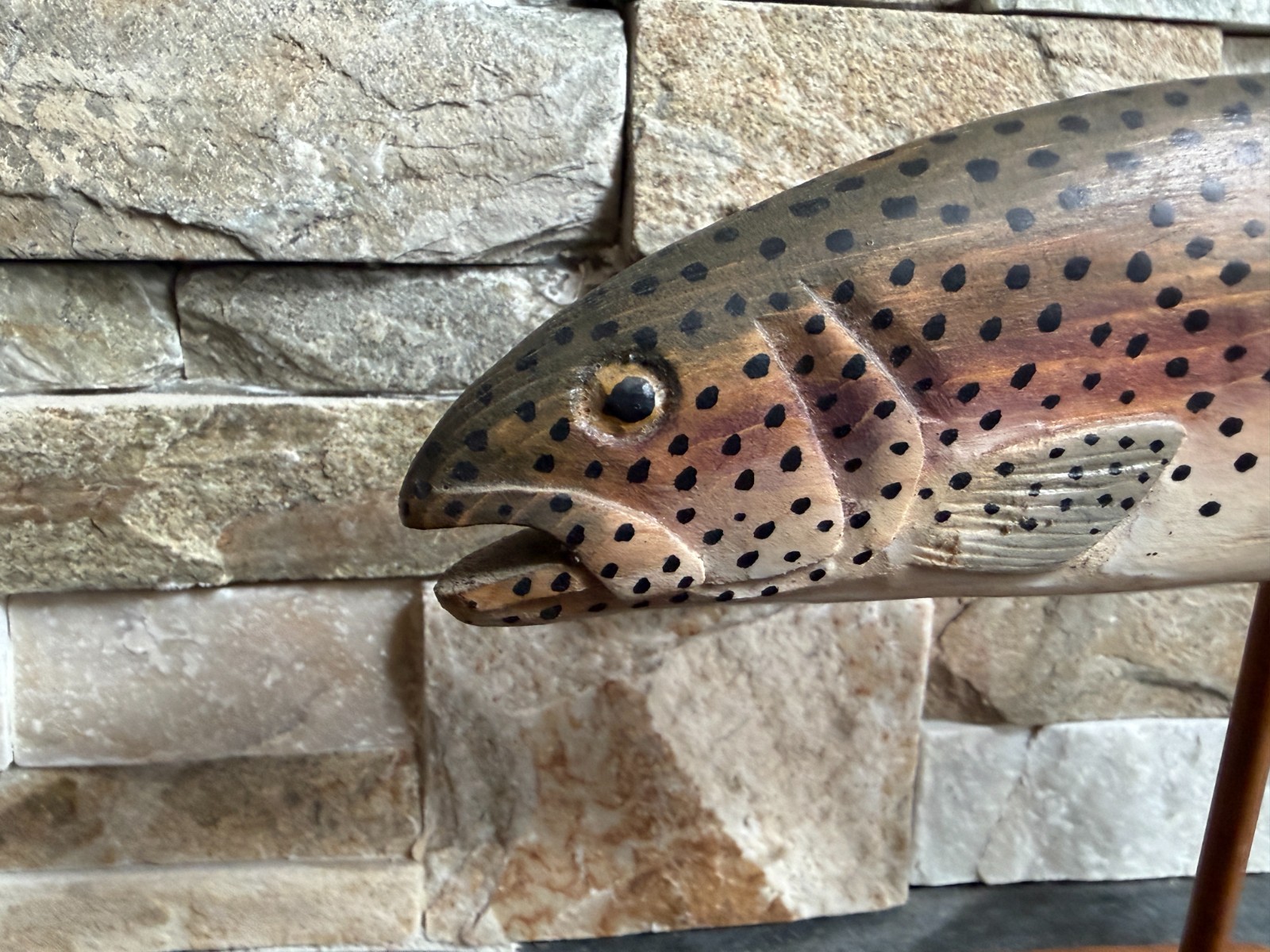 Signed Robert Alan White 1992 Hand Carved Wood Rainbow Trout