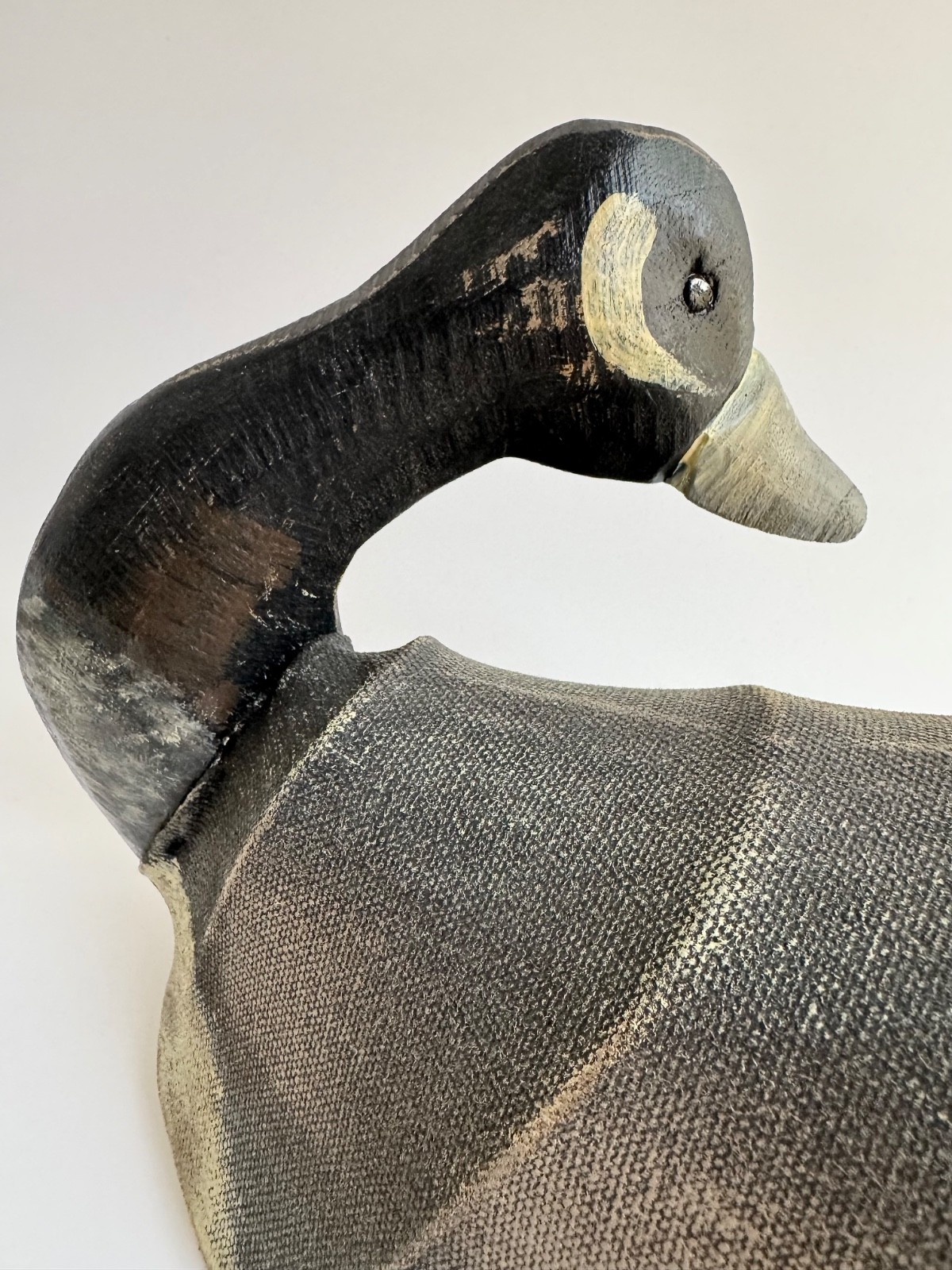 Vintage 13″ Canadian Goose Decoy Canvas & Wire Body Wood Base, Small Decorative?