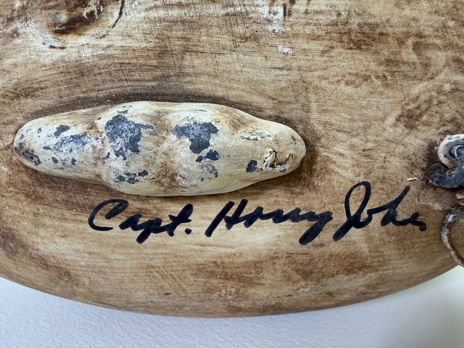 Vintage Captain Harry Jobes Signed Working Carved Wooden Goldeneye Duck Decoy