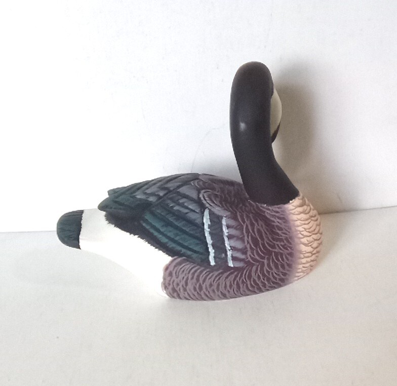 Two Vintage Solid Wood Duck Decoys Hand Carved & Hand Painted Glass Eyes 1963