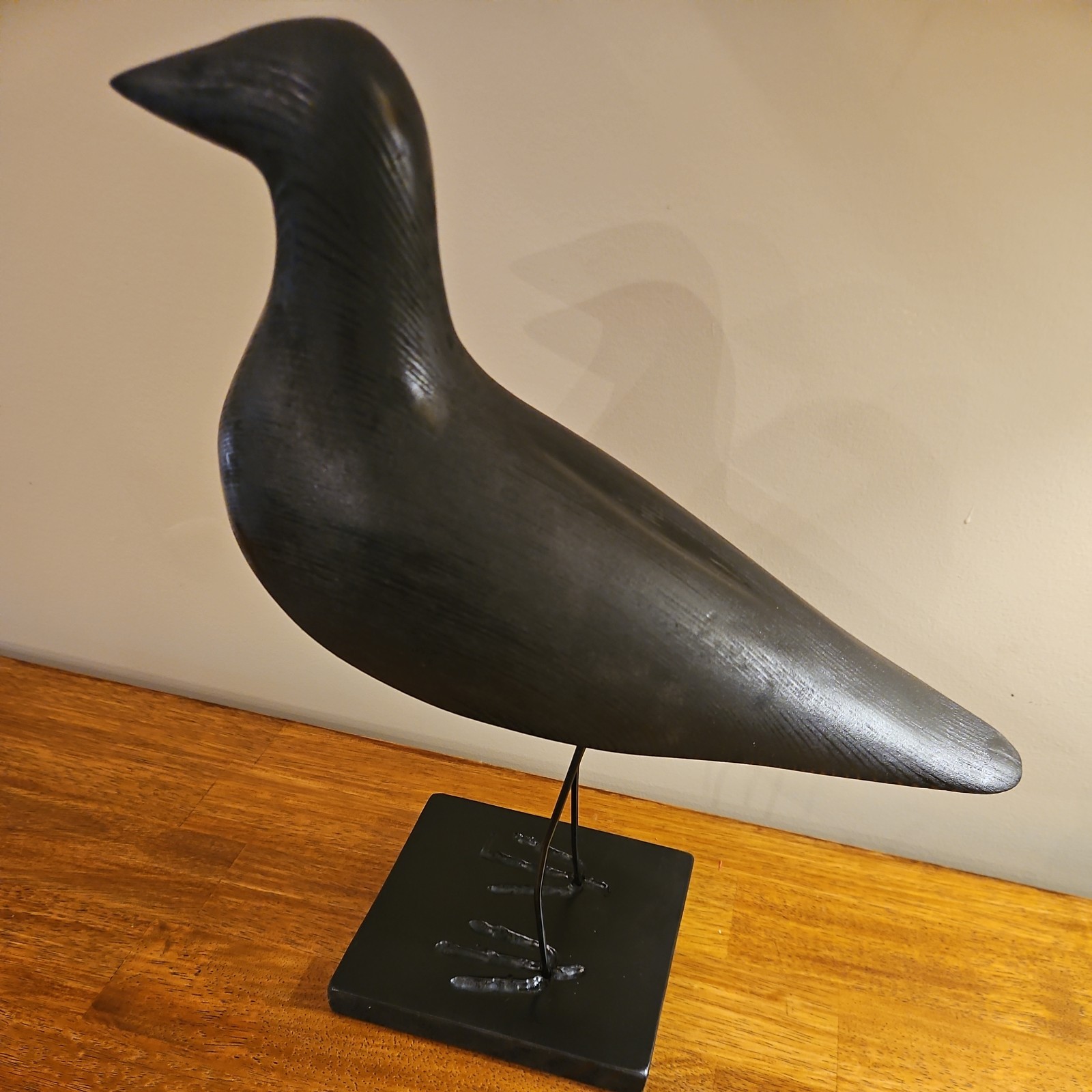 Vintage Crow Decoy, Hand Made, Solid Wood
