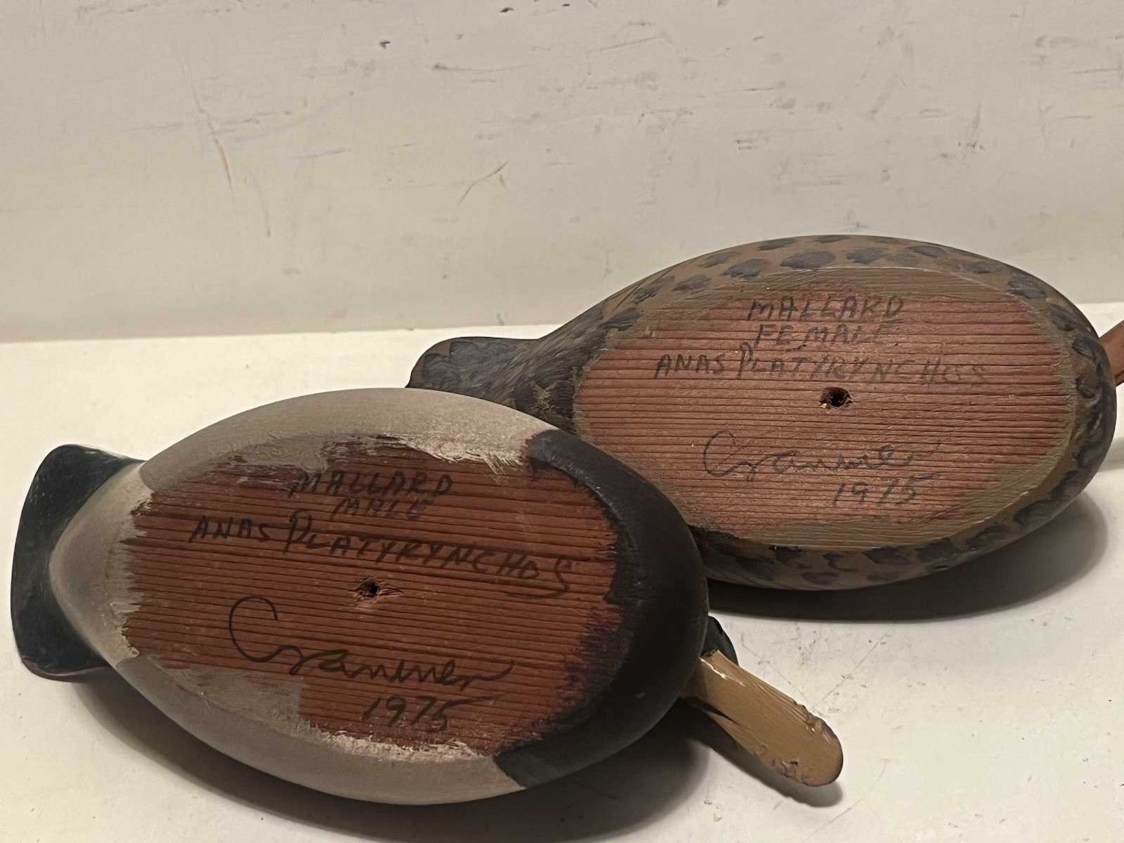 william cranmer half size mallard pair duck decoys vintage 1975