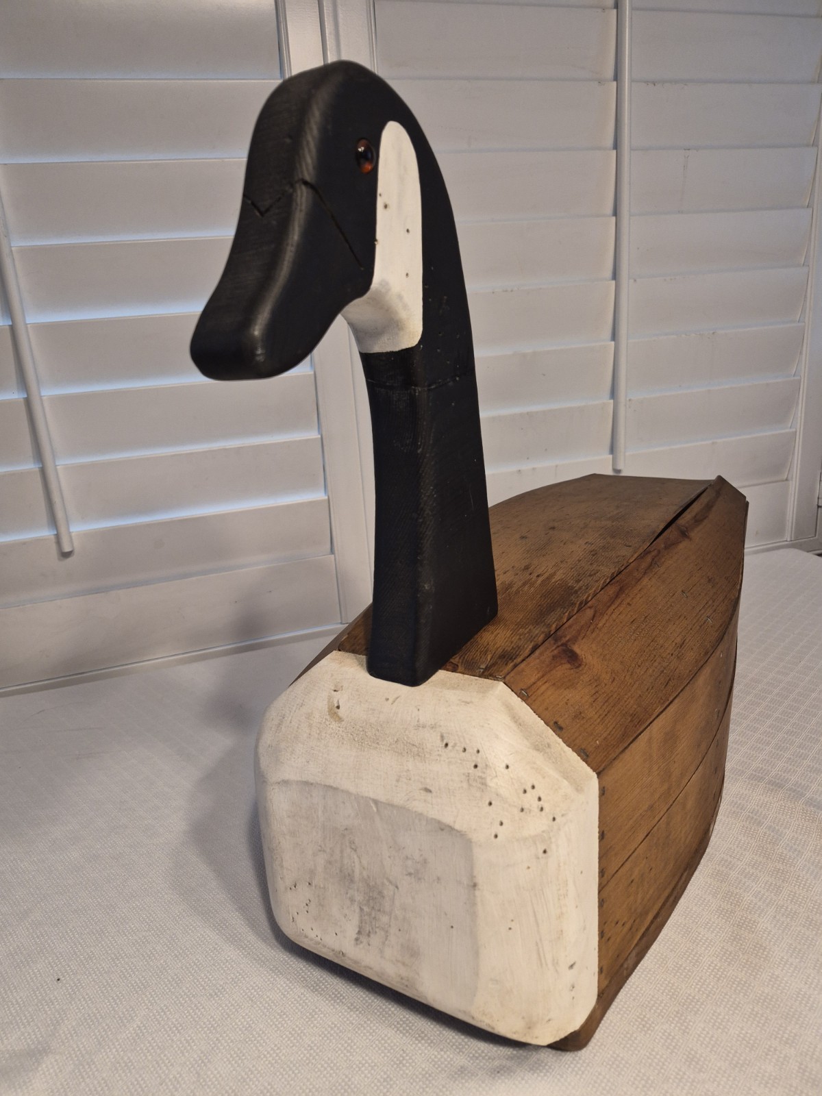 French Broad River Decoy Company Large Slat Goose Decoy Vintage Handmade, Signed