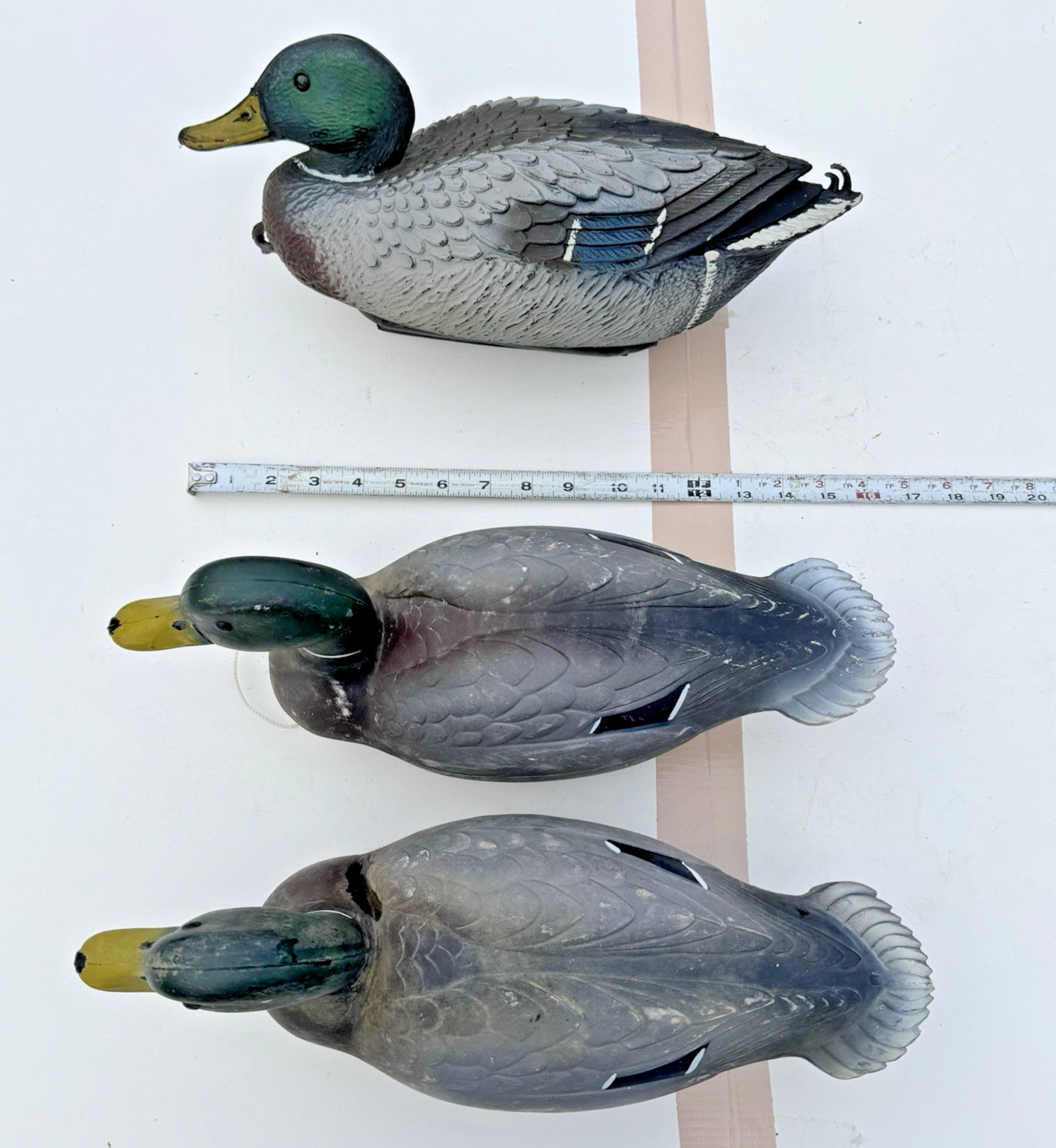 Lot of 3 Duck Decoys Sport Plast Germano Drake Mallard Feather Lite Deluxe Italy