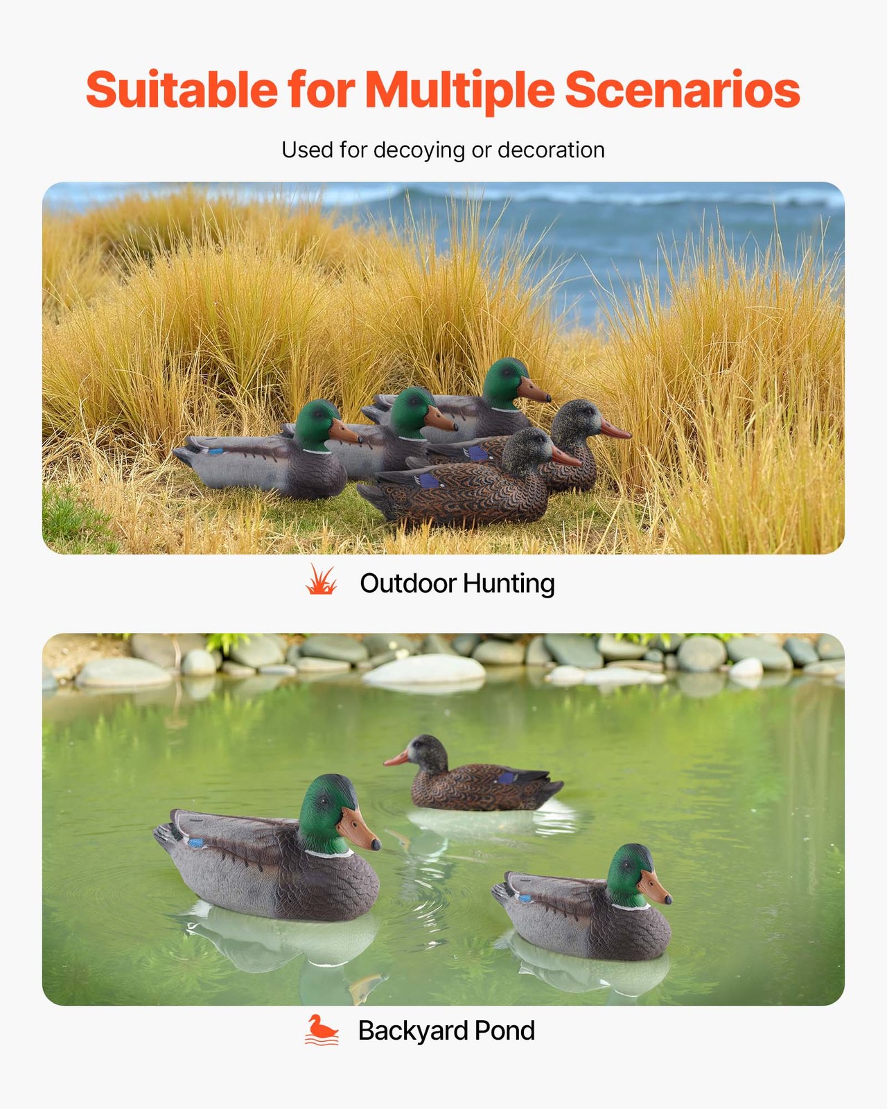 VEVOR Duck Decoy Outdoor Teal Decoy Realistic Plastic Floating Duck for Hunting