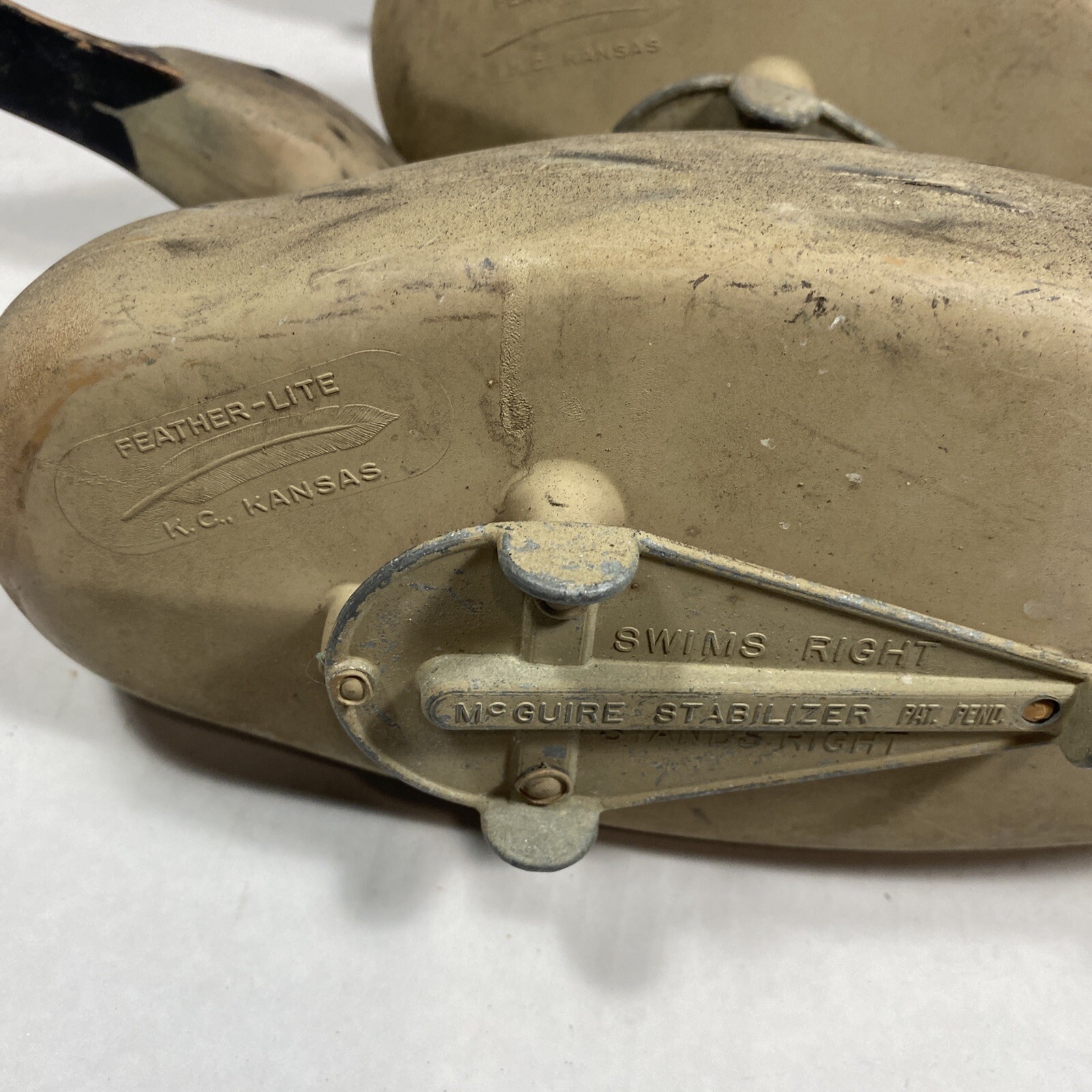 (Lot of 3) Vintage FEATHER-LITE K.C. Kansas Hollow Duck Decoys c. 1950s
