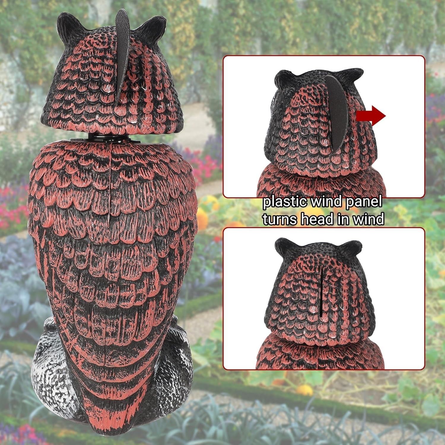 3 Pack Bird Scarecrow Owl Decoys Outdoor Pest Repellent Garden Decor