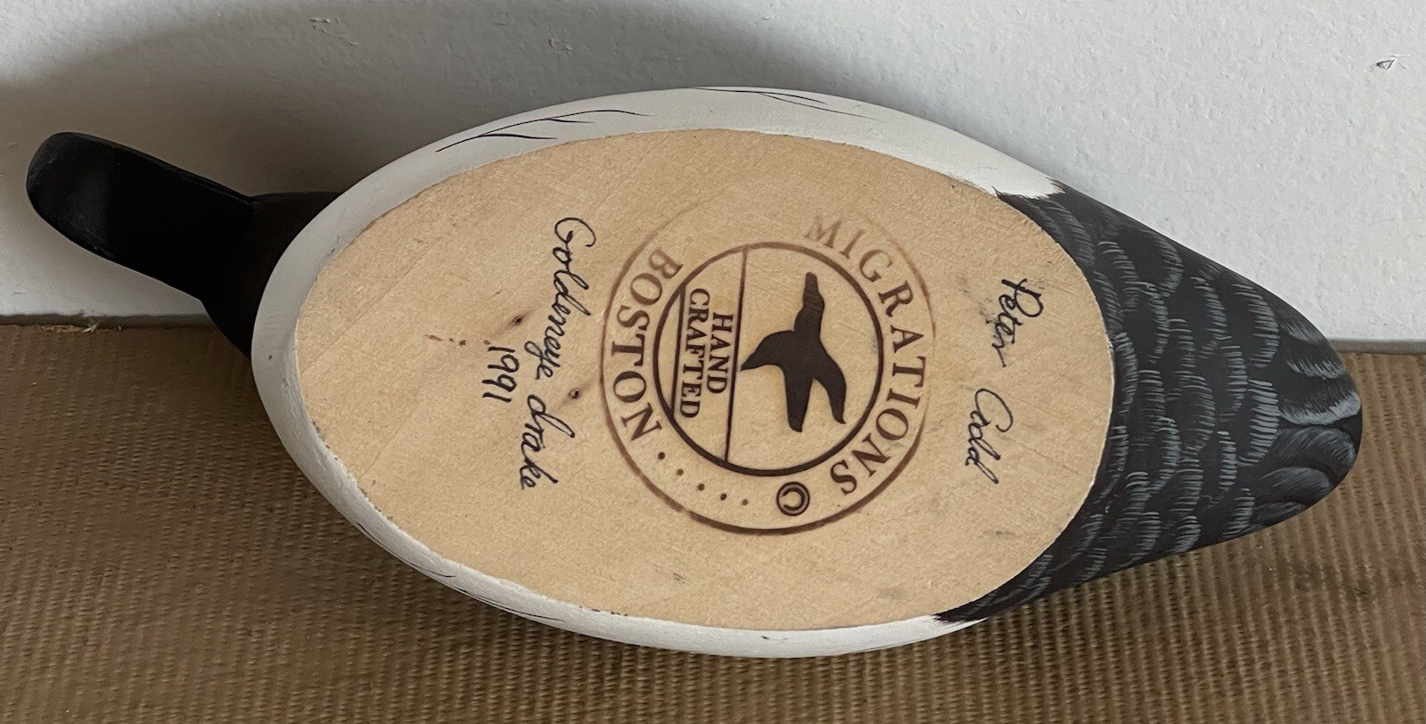 Migrations Boston Hand Crafted Goldeneye Drake Wooden Signed Peter Codd 1991
