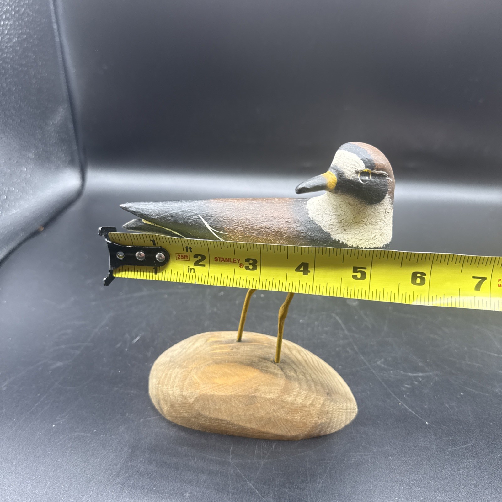Vtg Canadian Artist Luc Cyr Hand Carved Wood Shorebird Decoy Semipalmated Plover