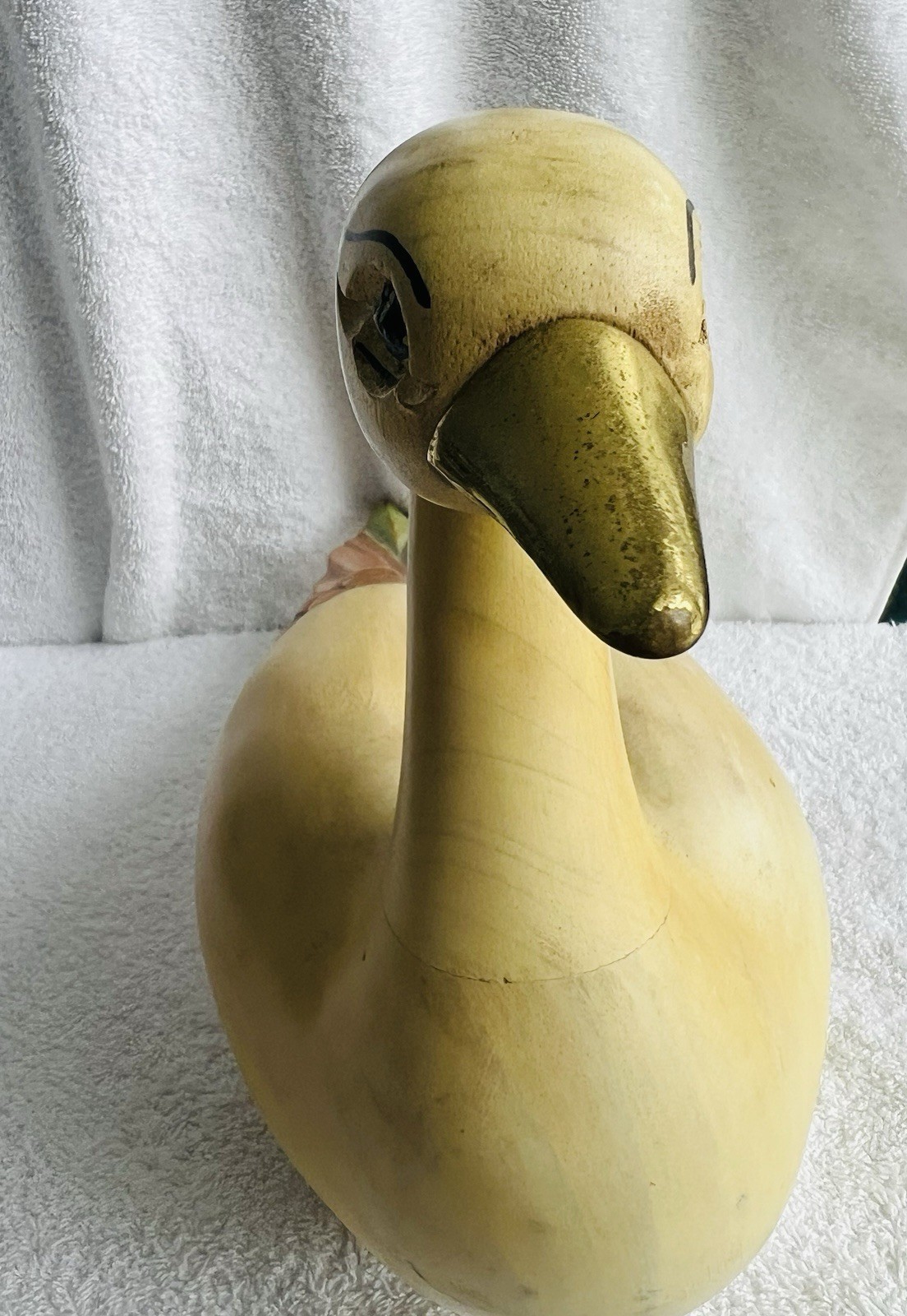 Vintage Wood Goose Decoy Solid Body Hand Painted Hand Carved