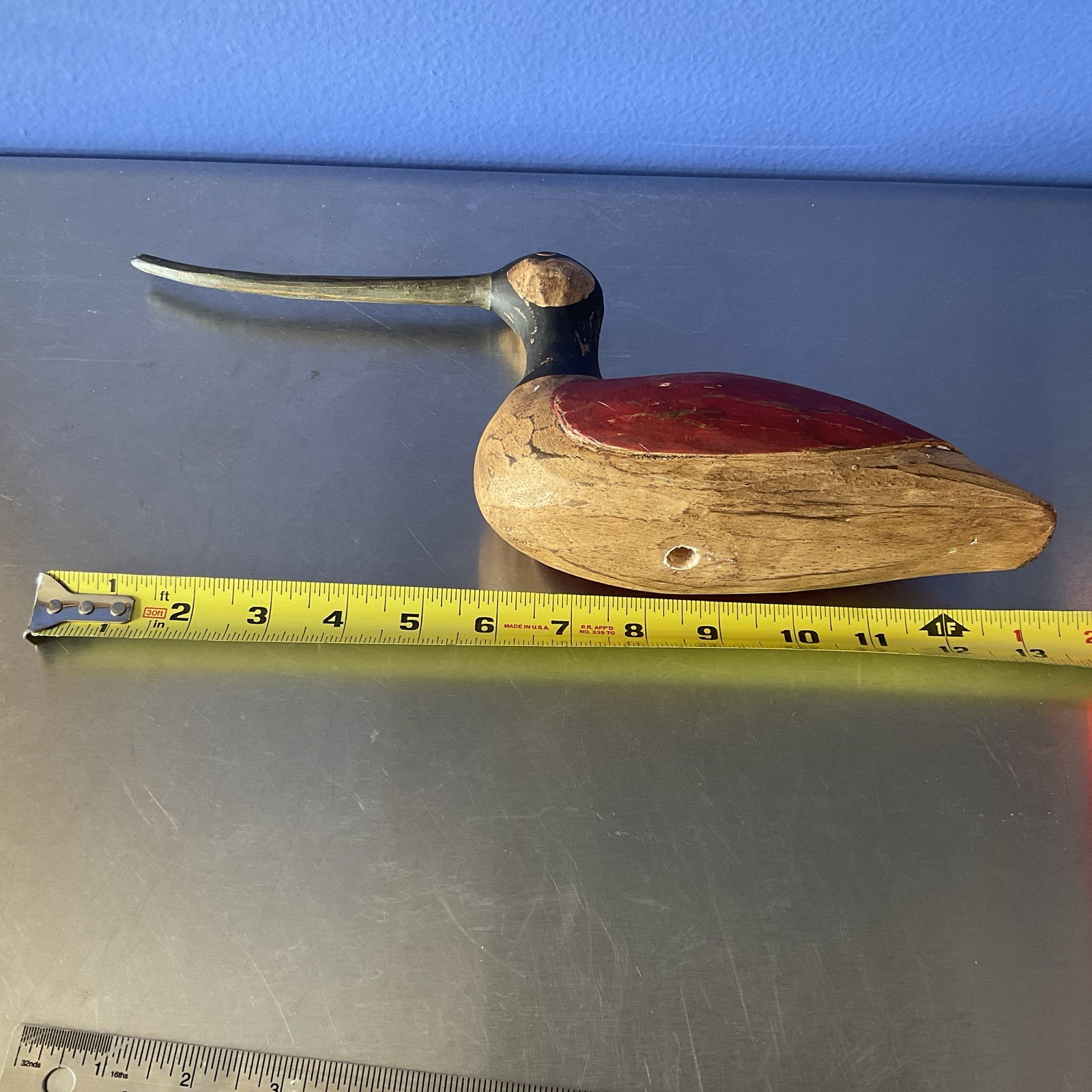 Vintage/Antique Hand Carved Painted Shorebird Curlew Decoy 13 Inches
