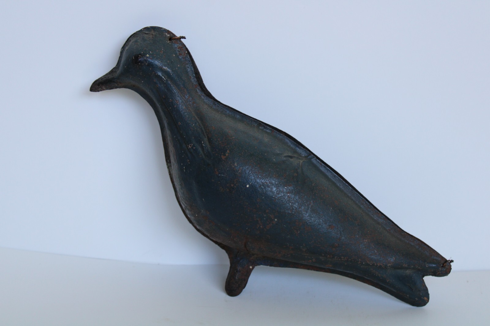 RARE Primitive Antique Folding Hinged Tin Shorebird Decoy, Green Paint